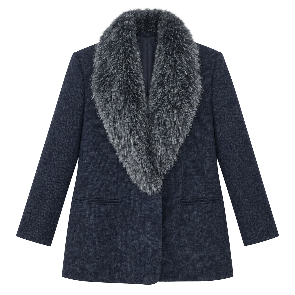 Amanda Smith Wool Blazer with Removable Faux Fur Collar 1