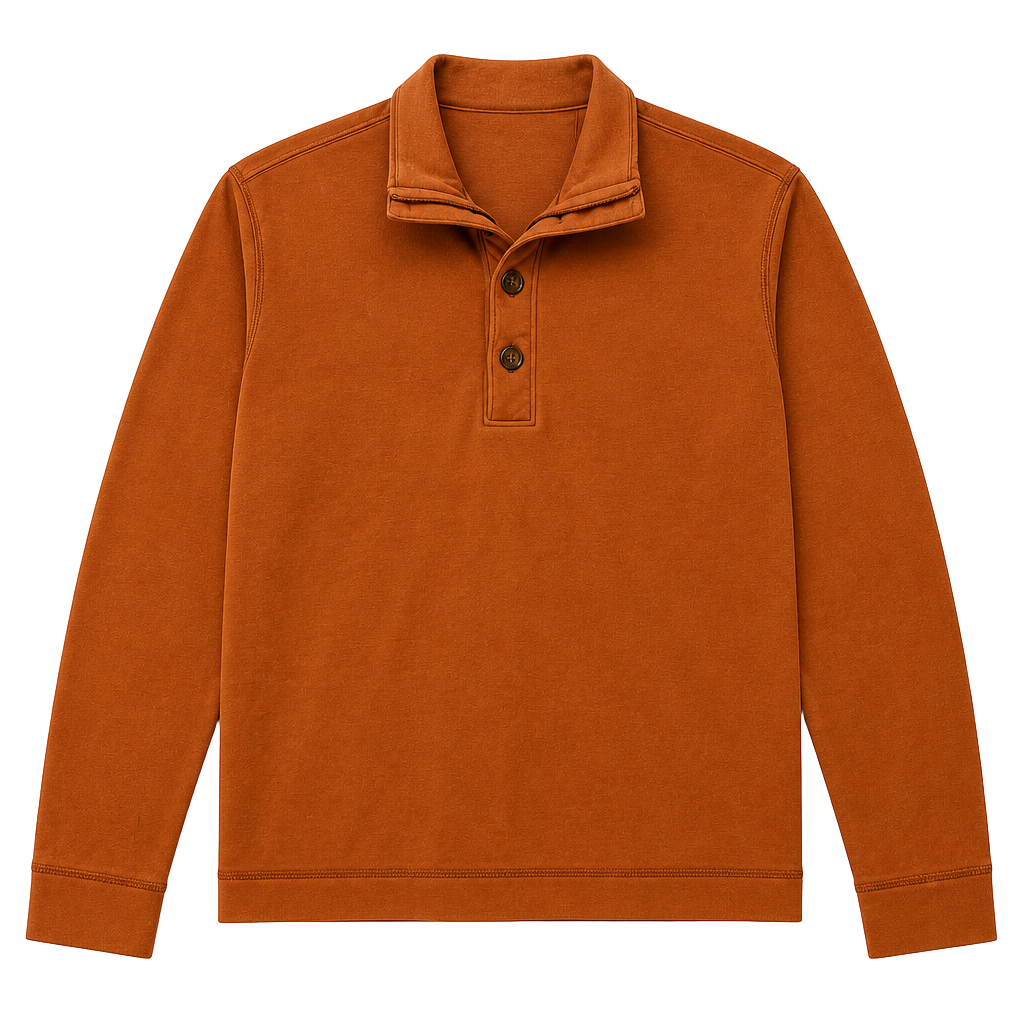 Banana Republic Men's Rust Orange Quarter zip Button sweater 1
