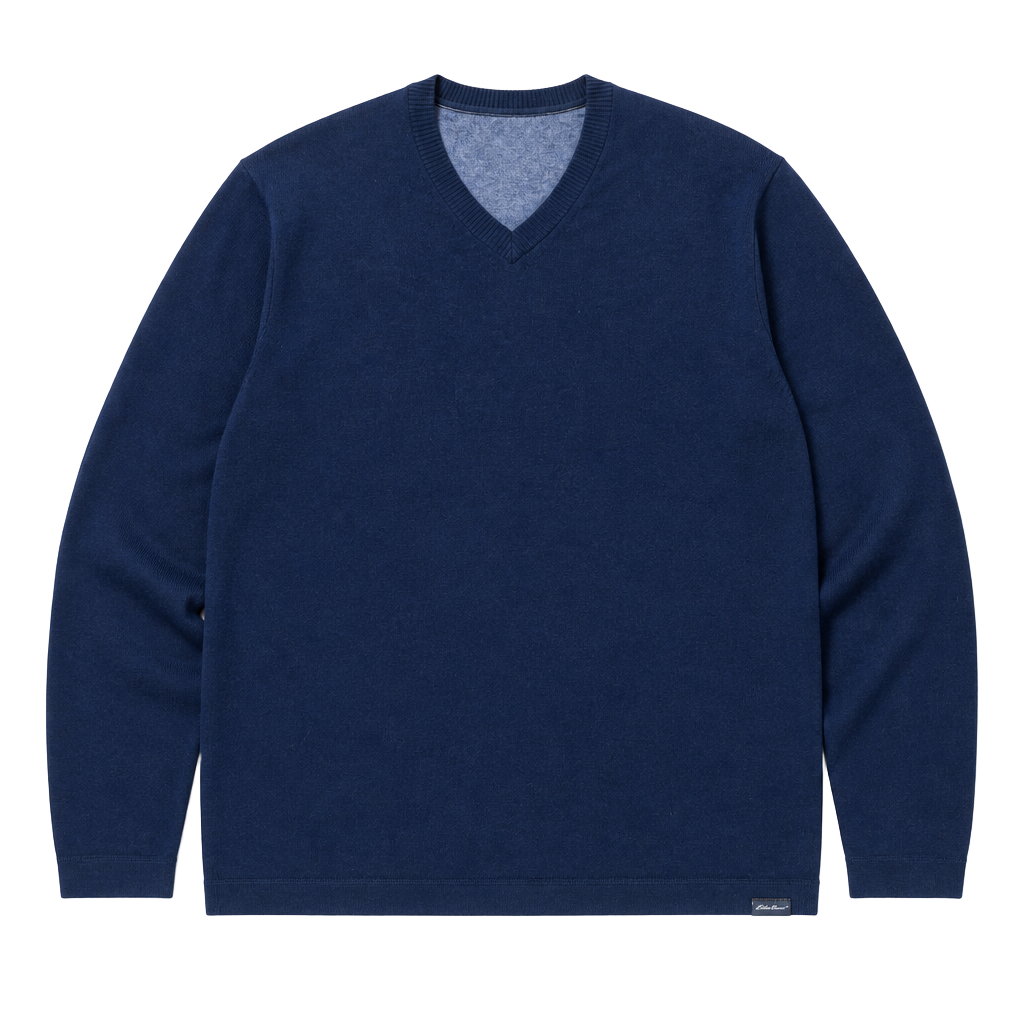 Eddie Bauer Men's Navy Blue V-Neck Sweater 1