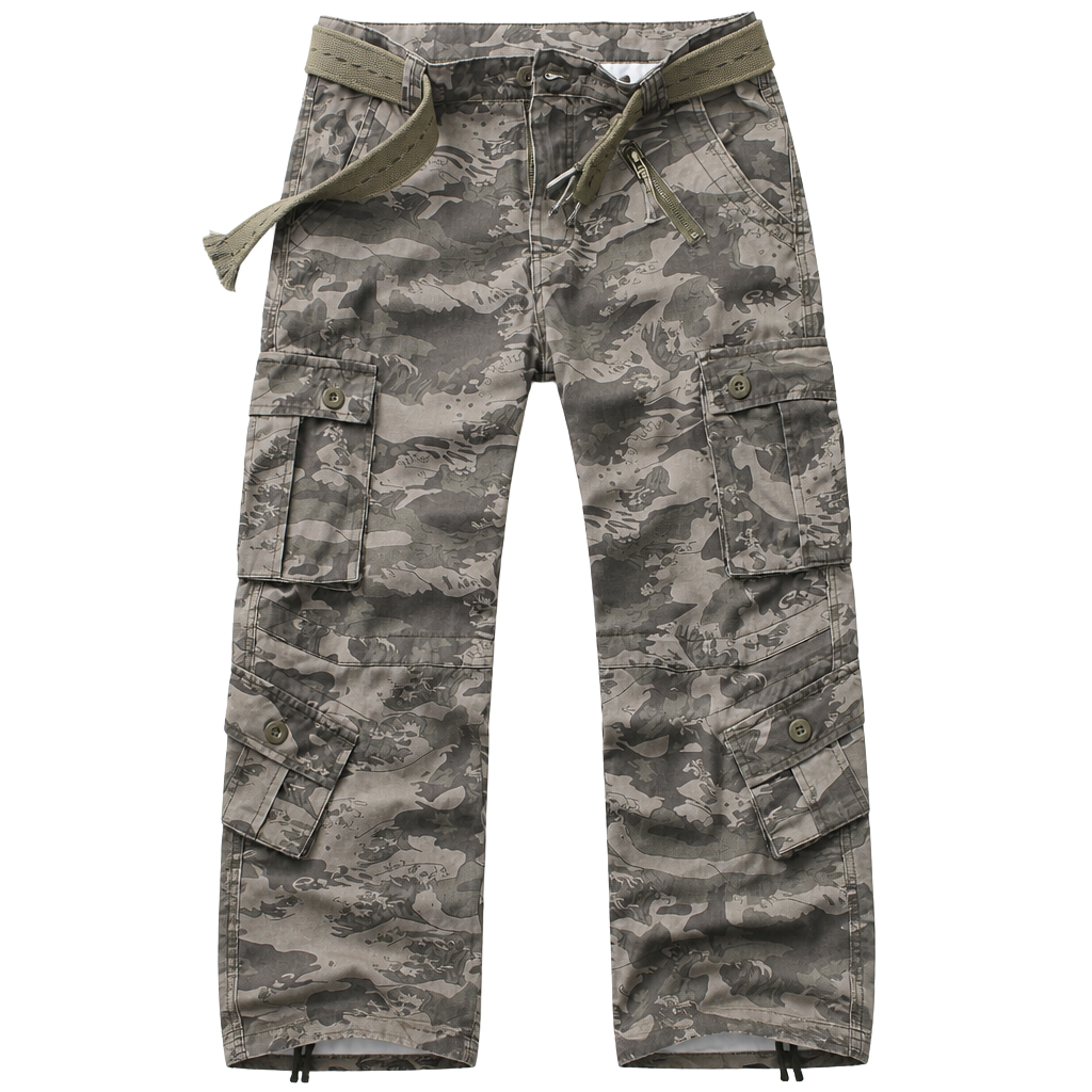 AKCARGO Cargo Pants for Men Casual Outdoor Relaxed Fit Camo Work Pants with 8 Pockets No Belt Battlefield Camo 30 at Amazon Men's Clothing store, $33* 1