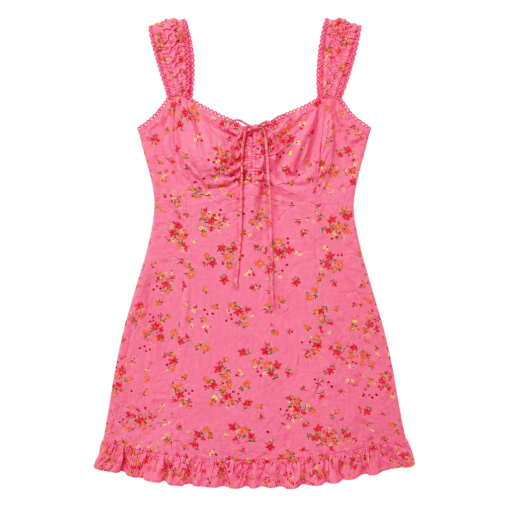 LOST+WANDER Love Spell Floral Mini Dress Floral Ruffle - Pink 1