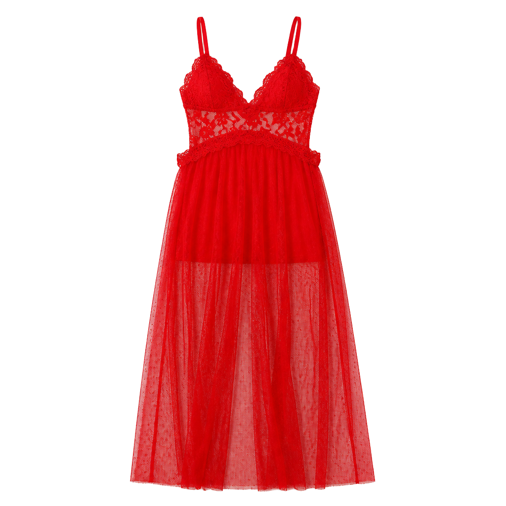 Red Lacy Dress from Choosy with built in body shaping shorts Size 1X 1