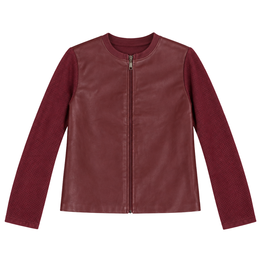 Sioni Milano Red Faux Leather Mesh Jacket Size M 1