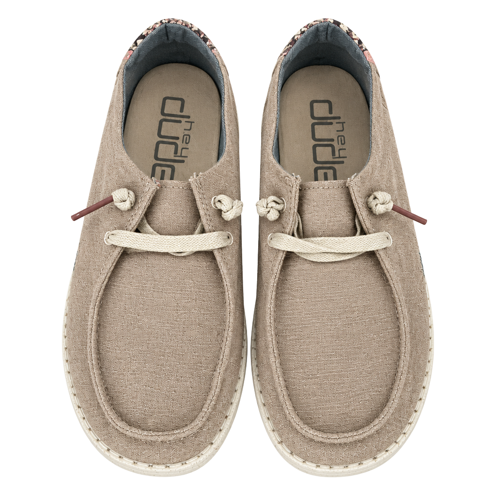Dude Wendy Snake Linen Cuff Size 7 Beige Suede Slip-On Shoes 1