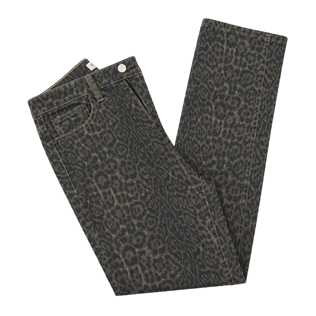 OAT Leopard Print Denim Pants Size 6/28 1