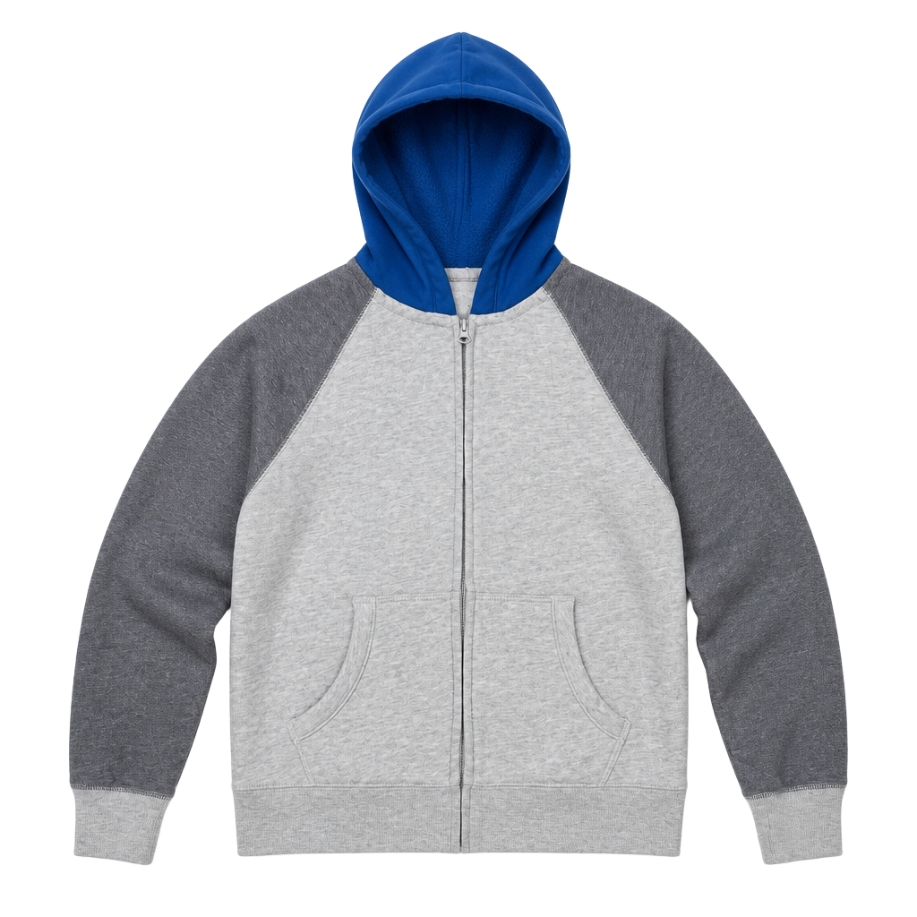 Old Navy Zip-Up Hoodie Size S (6-7) Gray Blue Colorblock 1