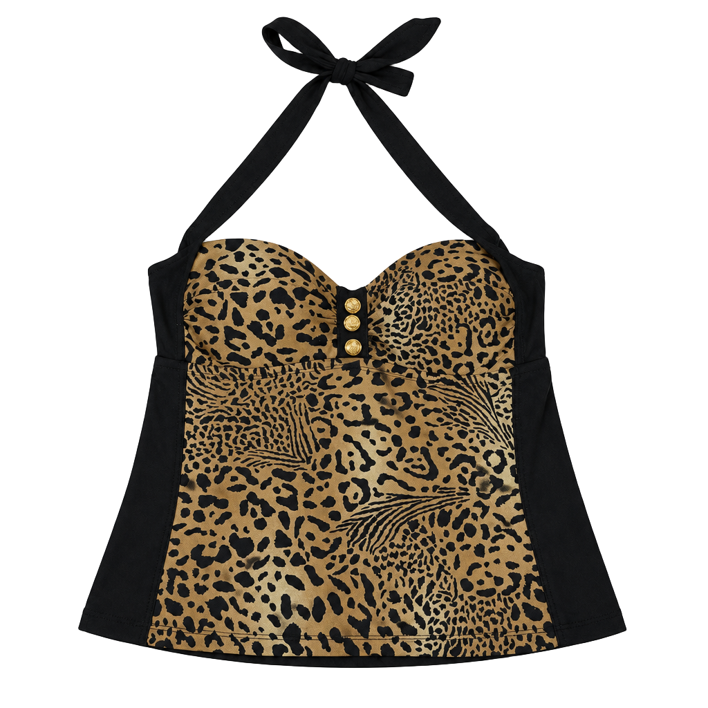 Catalina Halter Tankini Top Size M 34/36 B/C Animal Print 1