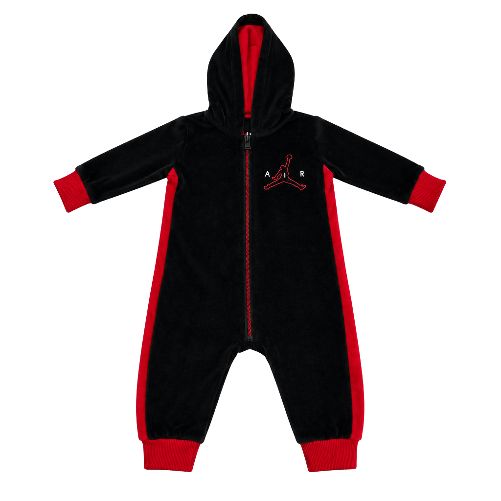 Jordan Velour Full Zip Coverall Size 6M Black Red 1