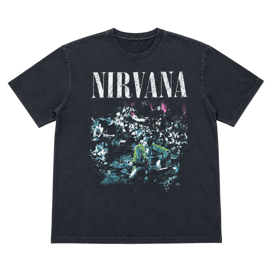 H&M Nirvana Unplugged In New York Loose Fit Graphic T-Shirt Black Size S 1