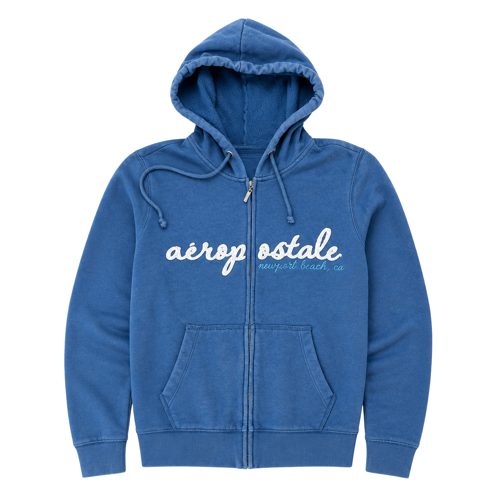 Aeropostale Blue Newport Beach Full Zip Hoodie Sweatshirt XL 1