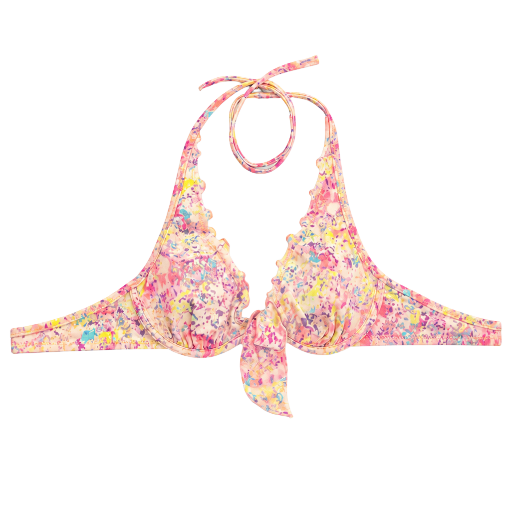 Victoria's Secret Bikini Top 32B Multi-Color Tie Front Ruffle 1
