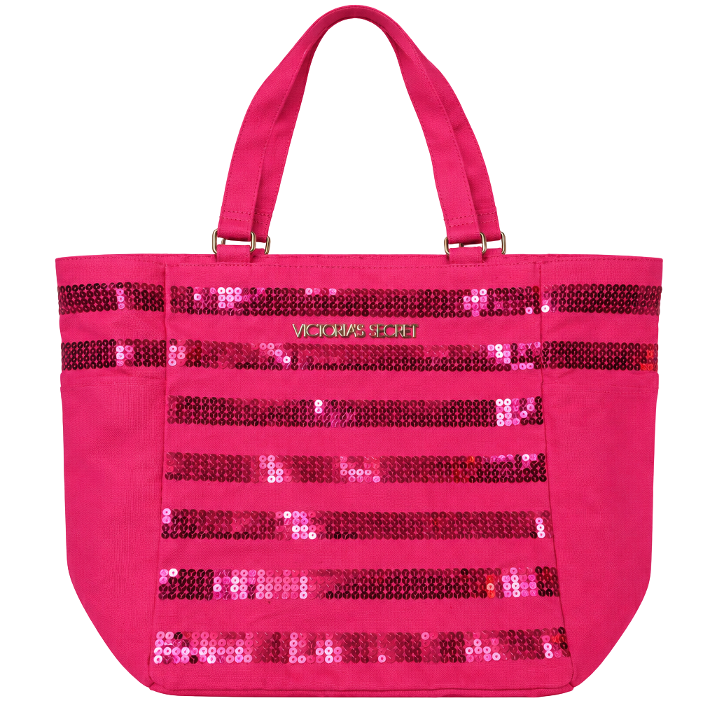 Victoria's Secret Pink Sequin Canvas Tote Bag 1