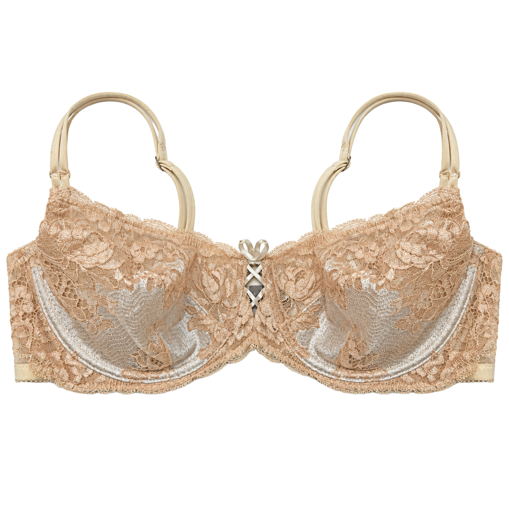 Victoria's Secret Unlined Demi Bra Size 38C Champagne Lace 1