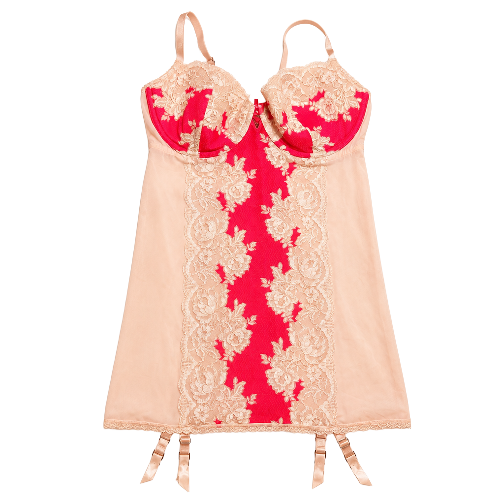 Victoria's Secret Lace Corset Teddy Size 36D Pink 1