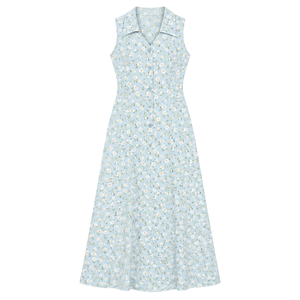 Vintage That Jazz Vintage Floral Sleeveless Dress Size 11/12 Blue 1