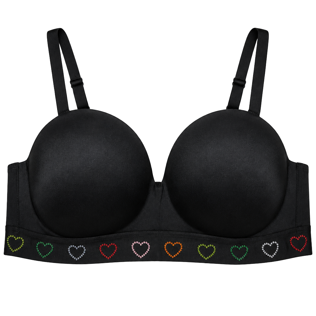 Victoria's Secret Rhinestone Heart Band Bra Black 1