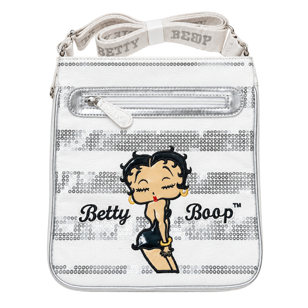 Betty Boop Crossbody Messenger Bag White Sequin 1