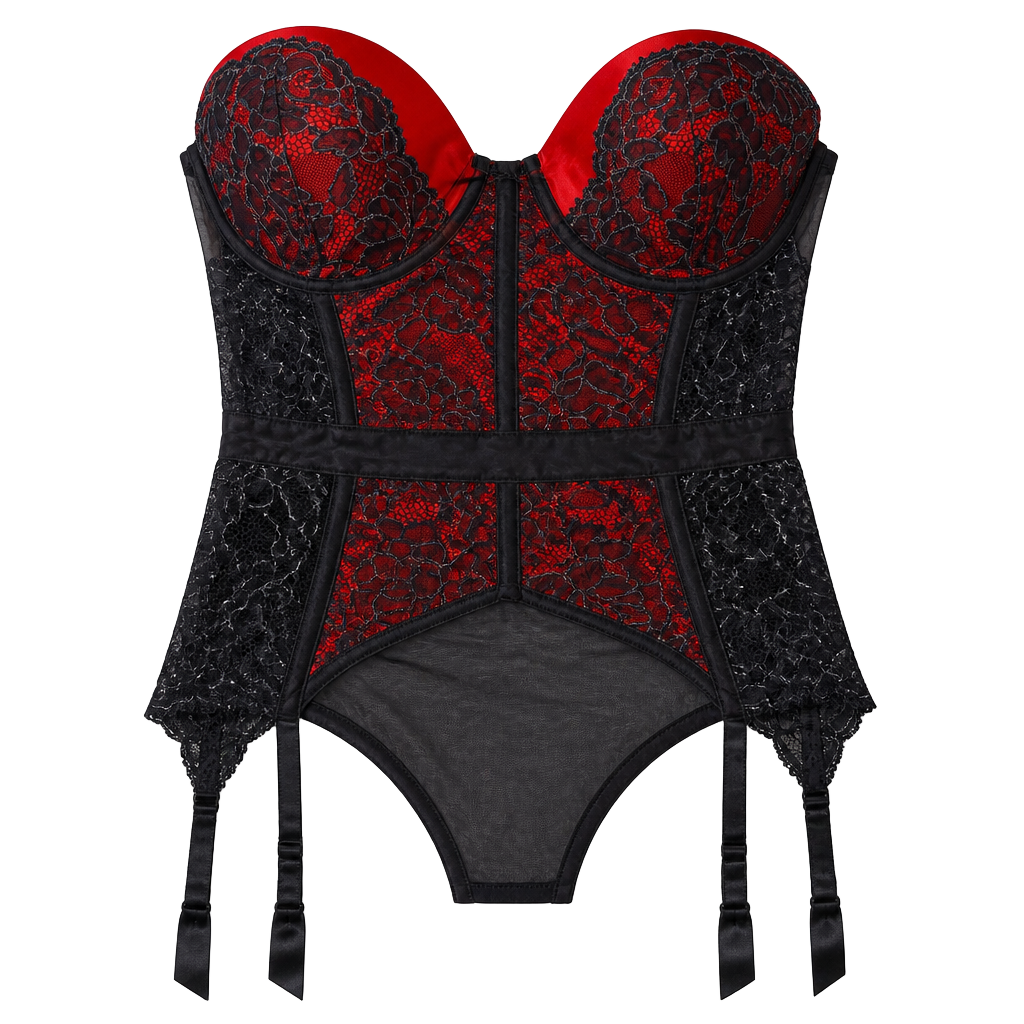 Victorias Secret Black and Red Pushup Bustier Corset 1