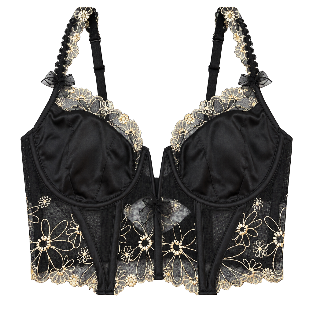 For Love & Lemons Black Embroidered Bustier Top 1