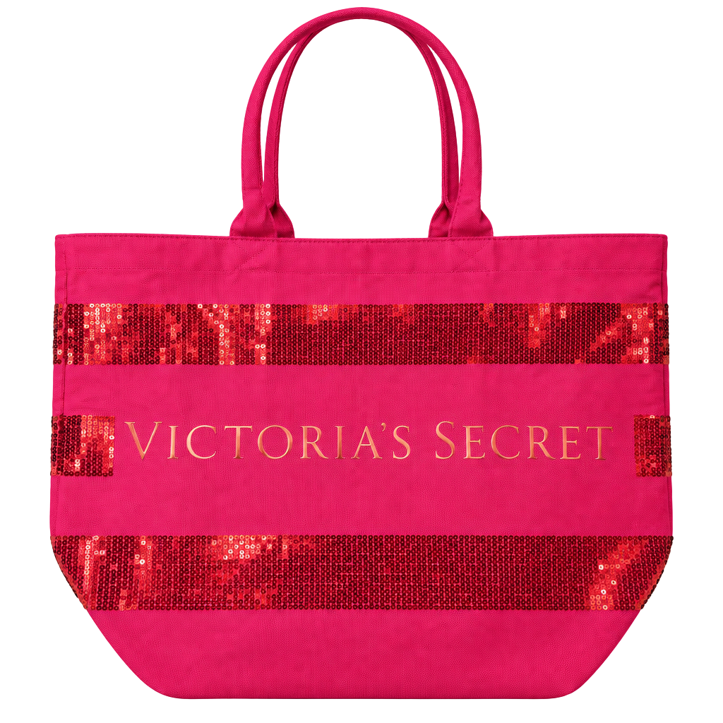 Victoria's Secret Pink Sequin Canvas Tote Bag 1