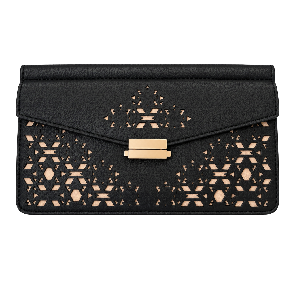 Danielle Nicole Black Perforated Envelope Clutch Wallet 1