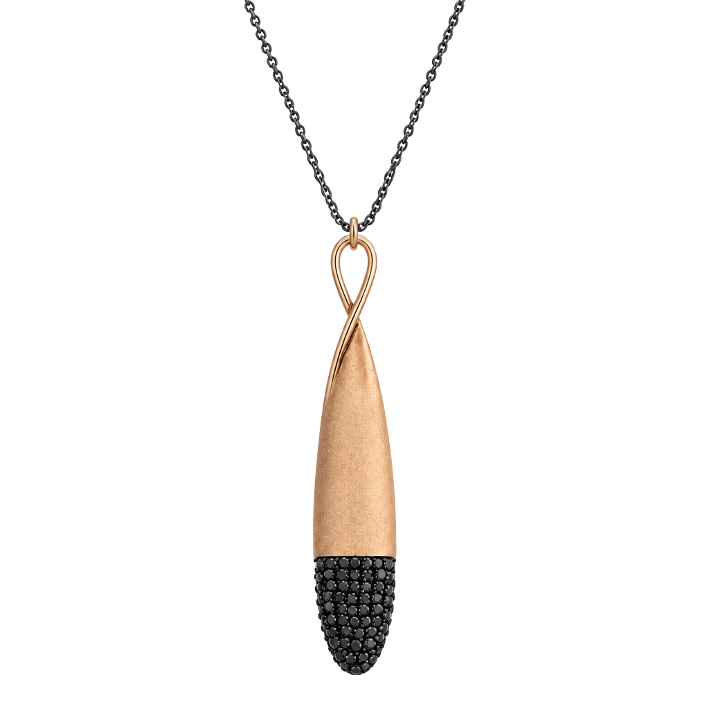 Gold Tone Jewel Dipped Infinity Pendant Necklace- Black 1