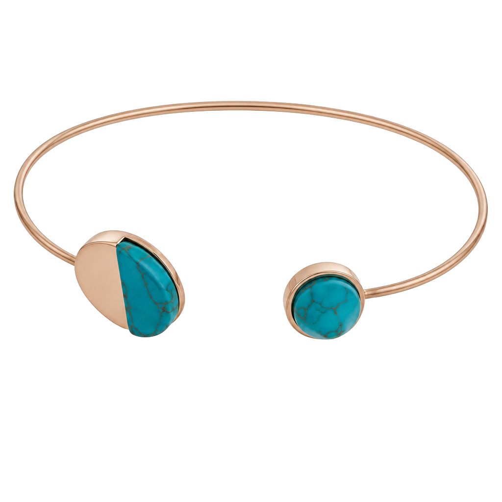Dainty Gold Circle Cuff- Turquoise Howlite 1
