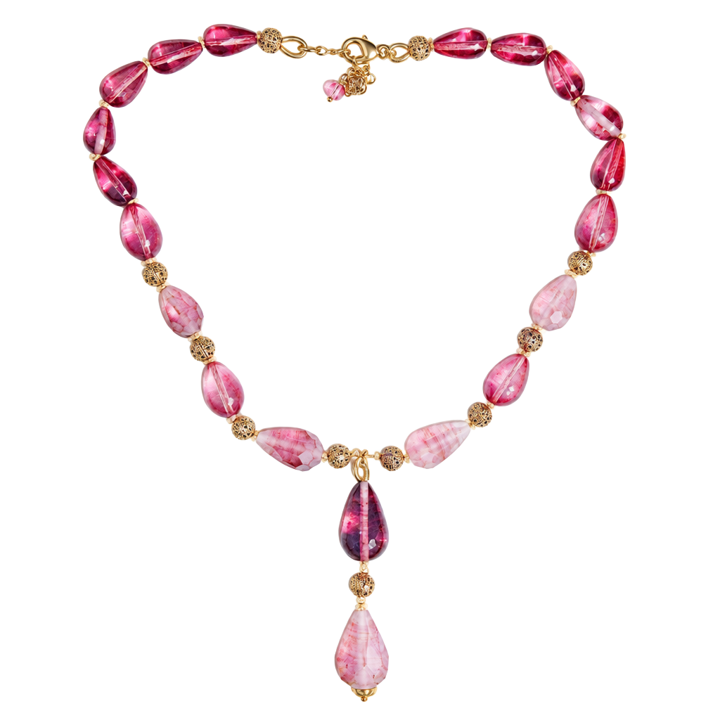 Berry & Gold Tone Lariat Necklace 1