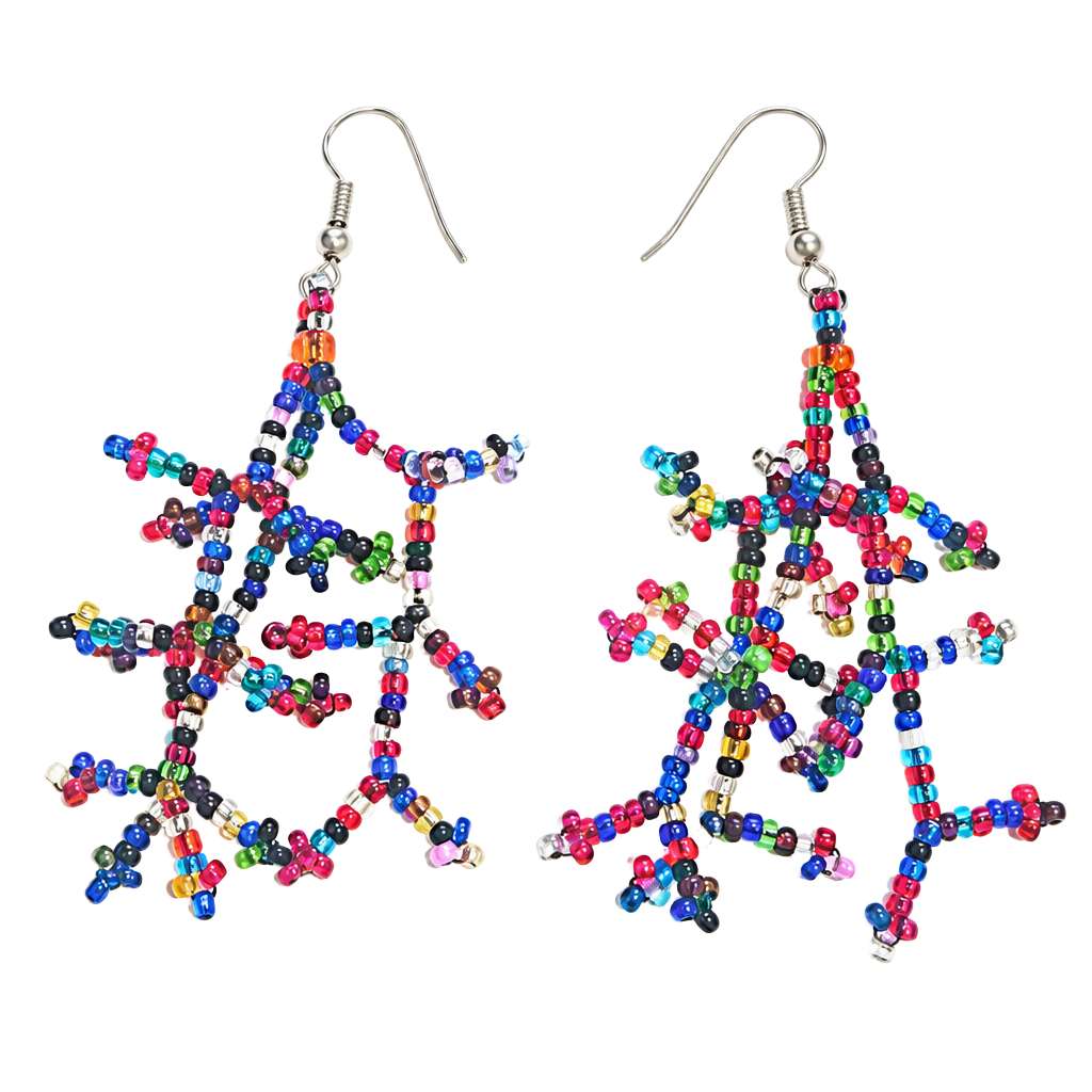 Multicolored Seed Bead Branch Earrings 1
