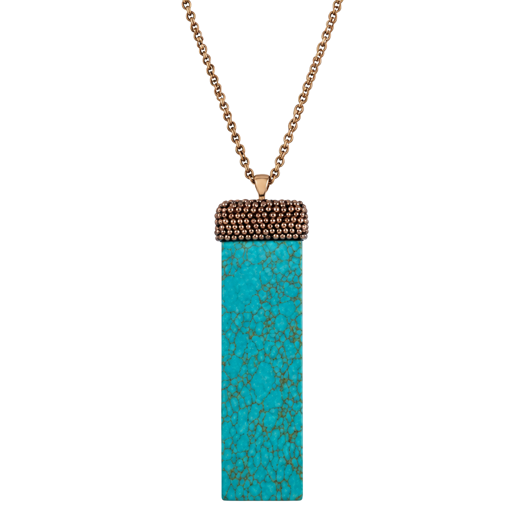 Natural Stone Beaded Pendant Necklace- Turquoise 1