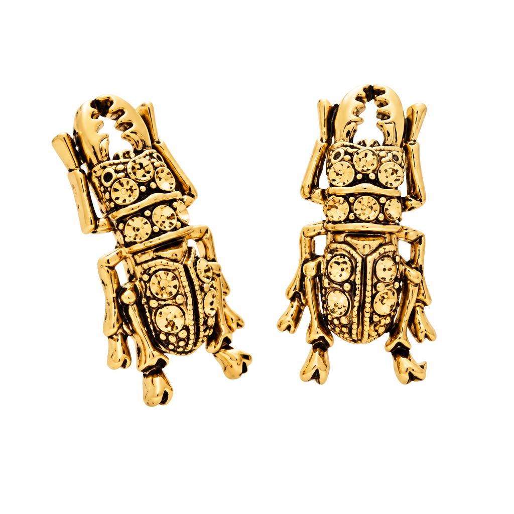 Gold & Bling Bettie Beatle Post Earrings 1