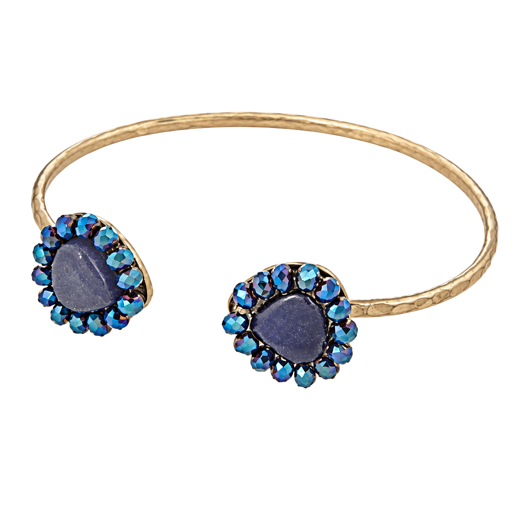 Beaded Teardrop Cuff Bracelet- Navy Blue 1