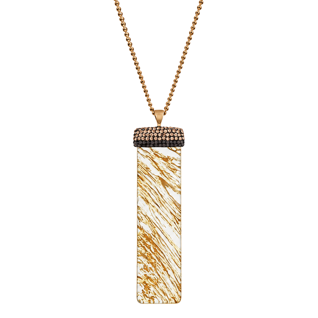 Natural Stone Beaded Pendant Necklace- Beige Marble 1