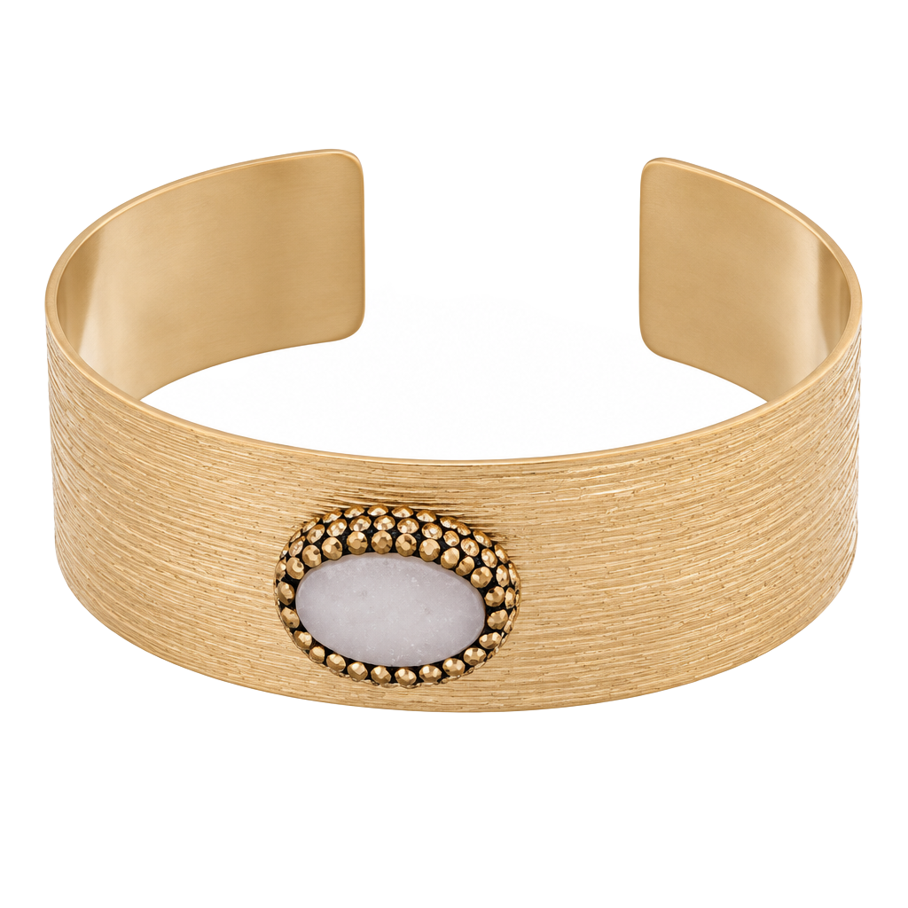 Gold & Topaz Stone Cuff Bracelet 1