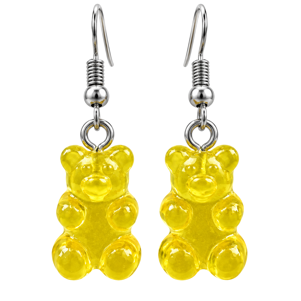 🧸 Yellow-Green Gummy Bear Dangle Earrings 1