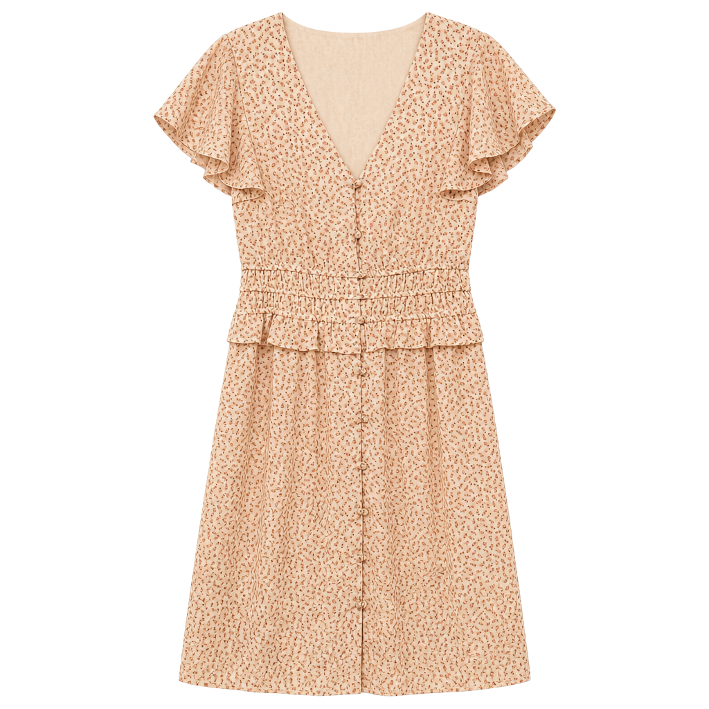 Floral Flutter Sleeve Smocked Waist Midi Dress Size S Feminine Spring Wedding Cottage Core Vibes 1