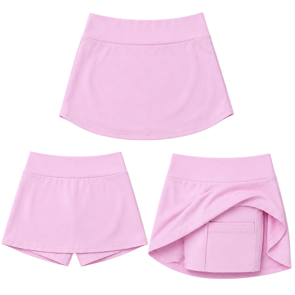 NVGTN Pink Seamless Tennis Skort Built In Shorts Pockets Athletic 1