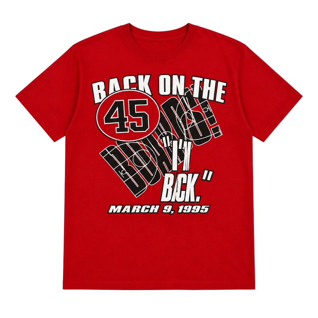 Hanes Michael Jordan I'm Back 45 T-Shirt Size XL Red Chicago Bulls 1995 1