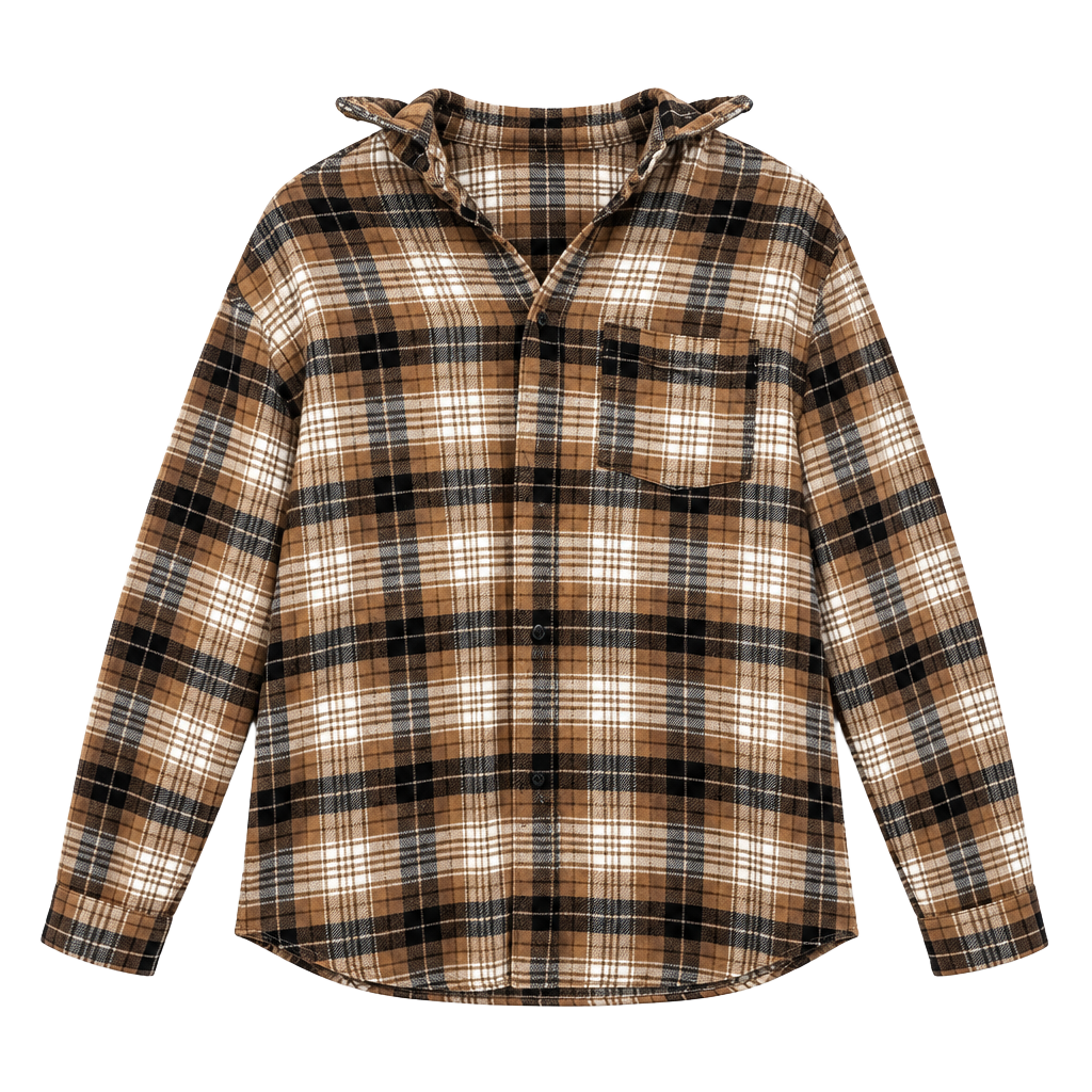 H&M Plaid Flannel Button Down Shirt Size XL Regular Fit Brown Black 1
