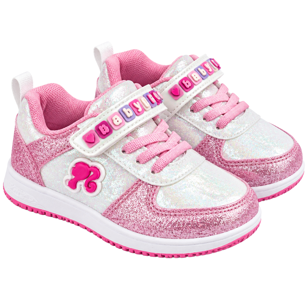 Barbie Pink And White Glitter Sneaker 8c 1