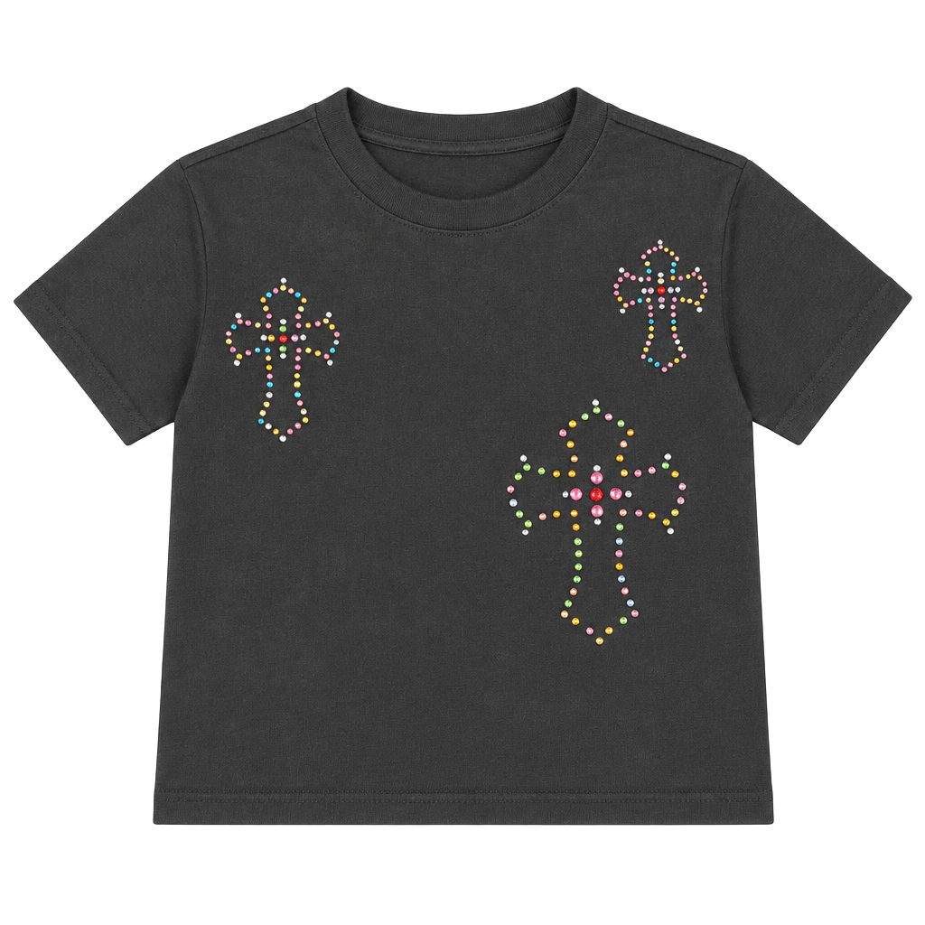 Hype Market 45 Rhinestone Cross T-Shirt Size XL Black 1
