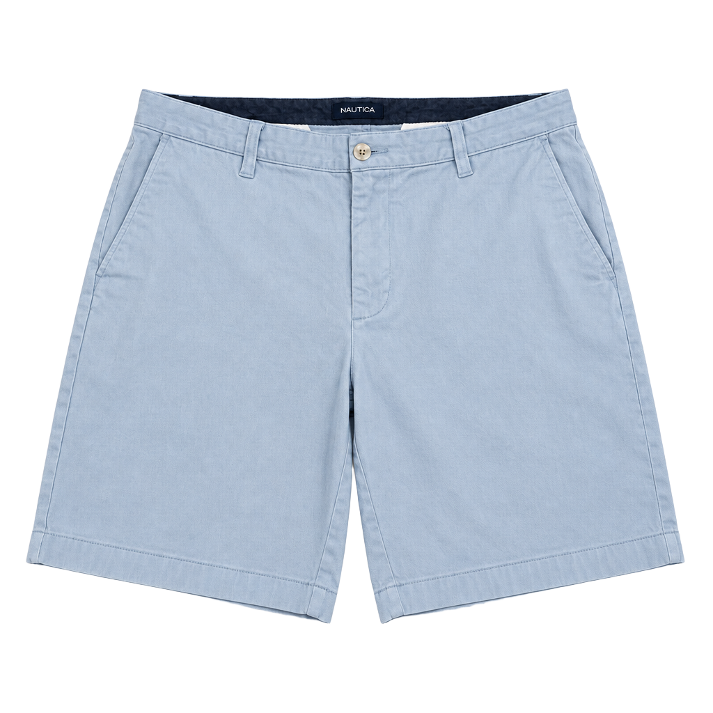 Nautica Chino Shorts Size 34W Light Blue Flat Front Classic Fit 1