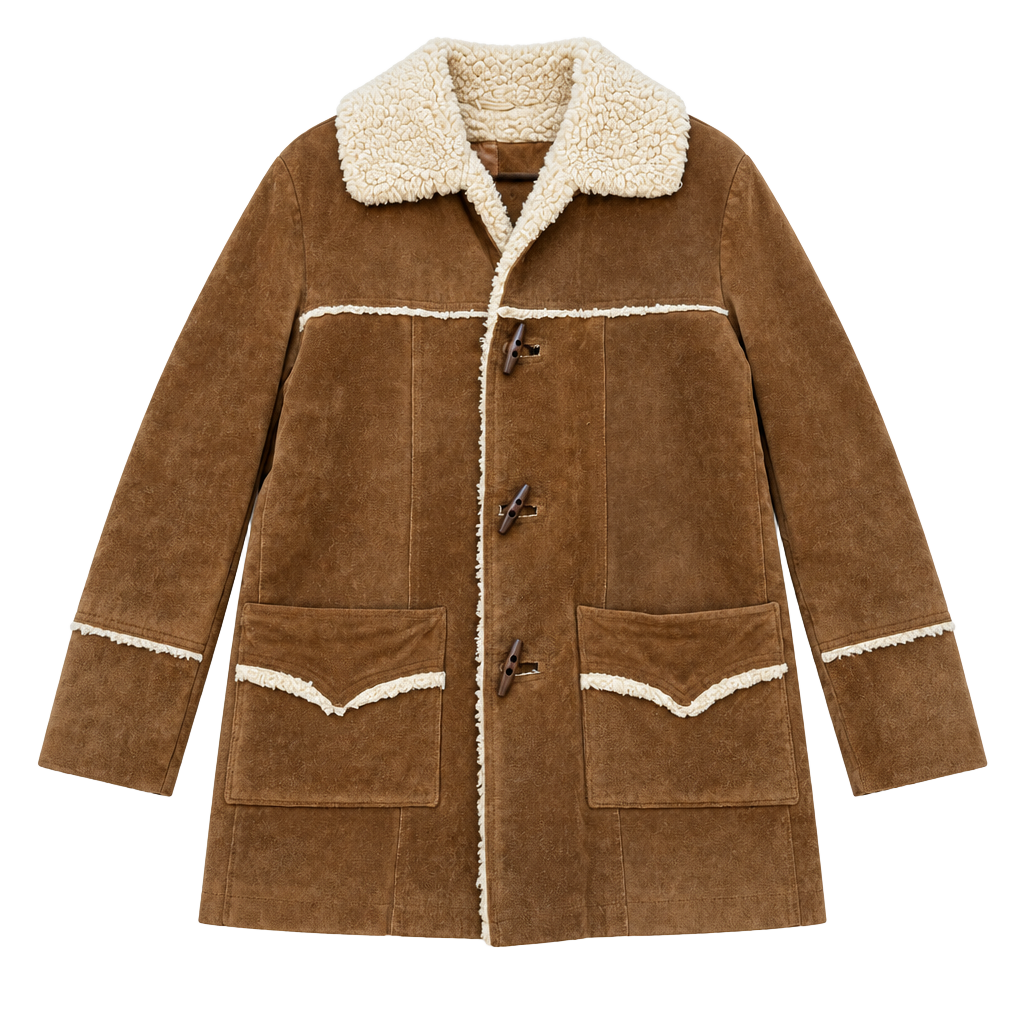 60s/70s Pioneer Wear Cowhide Suede Sherpa Jacket - Sz L 1