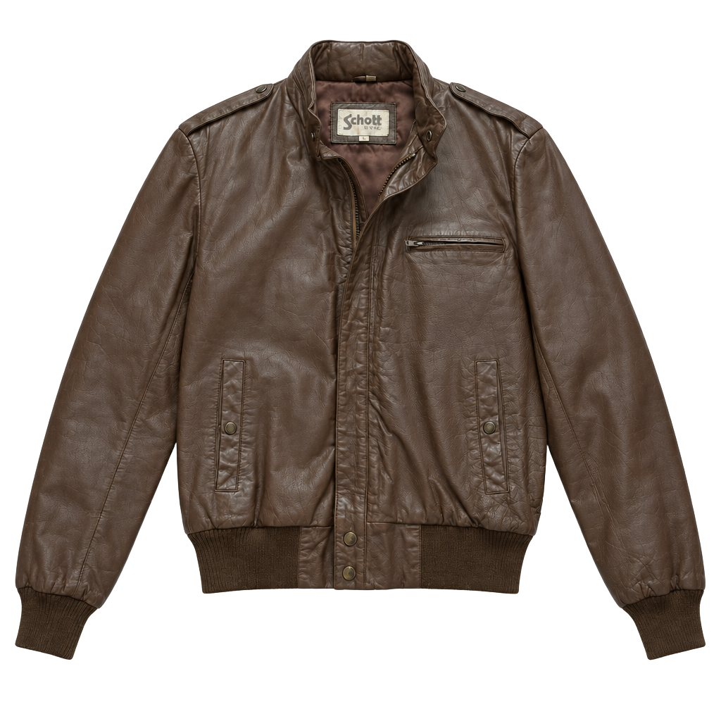 Vintage Schott Sportswear Hooded Leather Jacket Sz 42 (M) 1