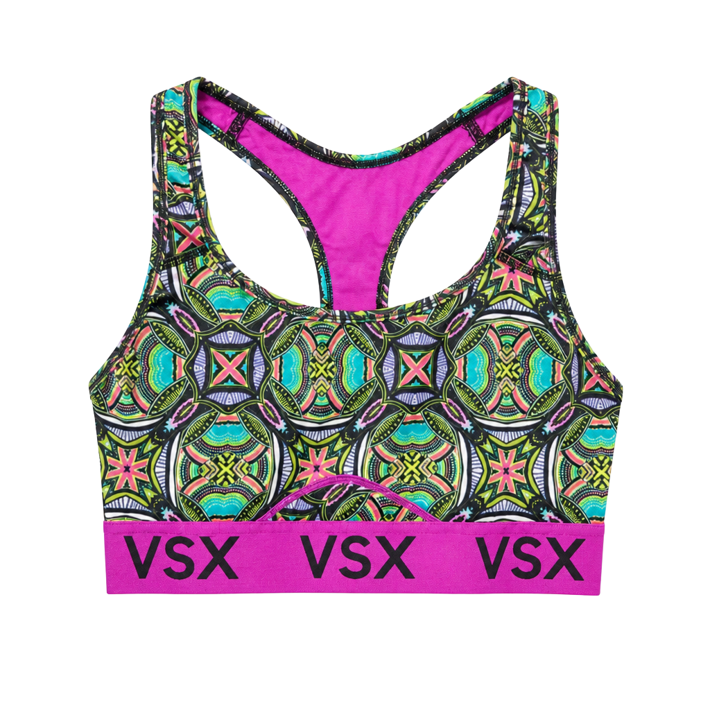 Victoria's Secret VSX Sports Bra, Multicolor Geometric Print, Size S 1