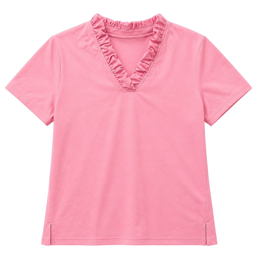 Acegolfs More Than Basic Ruffle V-Neck Polo Top UPF50+ Pink Size L 1