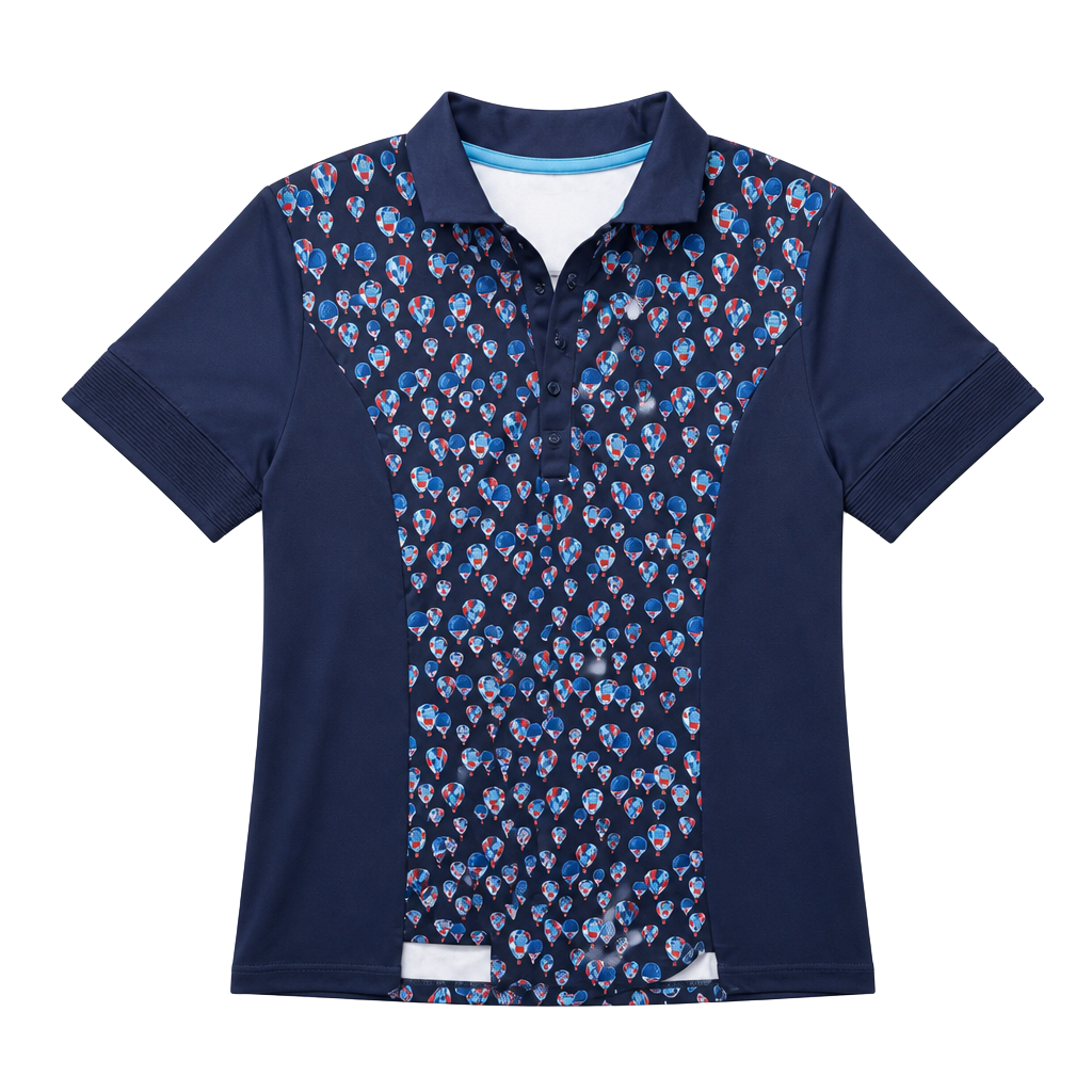 PGA Tour Women's Hot Air Balloon Print Short Sleeve Golf Polo 1