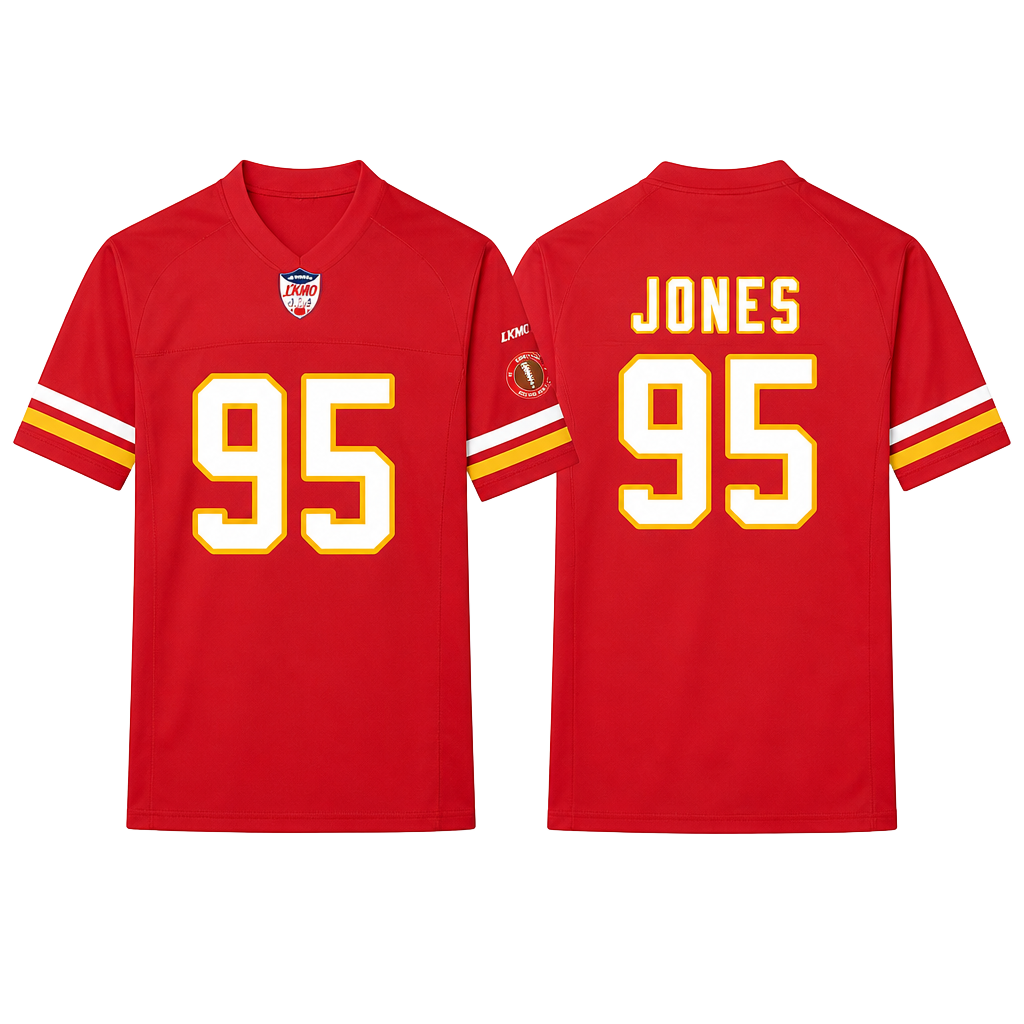 OKIIO Youth Football Stitched T-Shirt Red Medium Jones 1