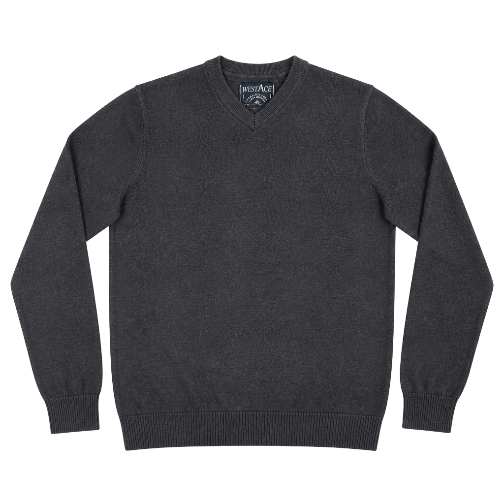 7 packs West Ace Men's Long Sleeve V-Neck Knit Sweater Dark Gray Size M 1