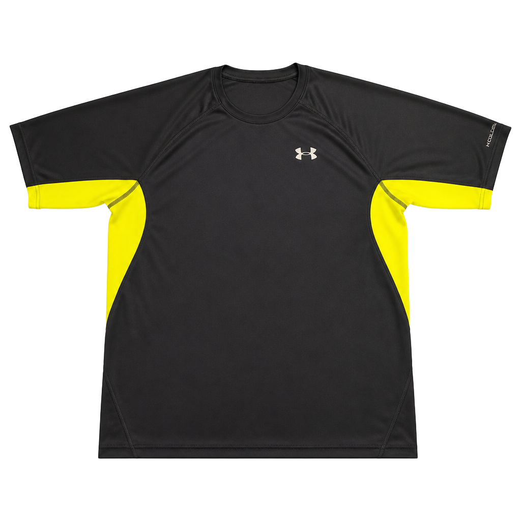 Under Armour HeatGear Athletic Short Sleeve T-Shirt Black Neon Yellow Men's XL 1